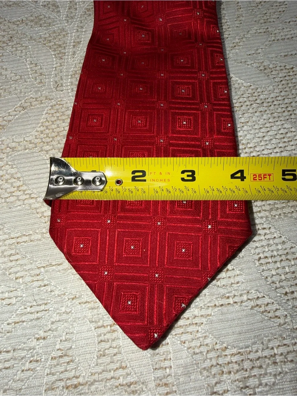 PRONTO- UOMO 100% Silk Vintage Men Neck Tie Vtg Old School Red